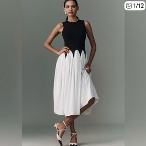 NWT Siempre x Anthropologie  - Black and White Midi Dress